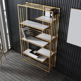 6 open shelves Bookcase Light Luxury Steel Bookshelf for Study Room