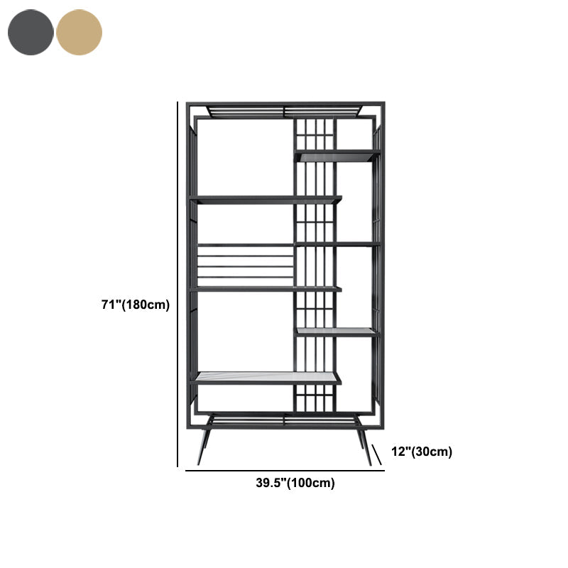 6 open shelves Bookcase Light Luxury Steel Bookshelf for Study Room
