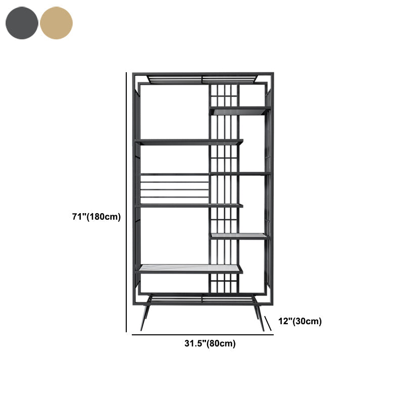 6 open shelves Bookcase Light Luxury Steel Bookshelf for Study Room