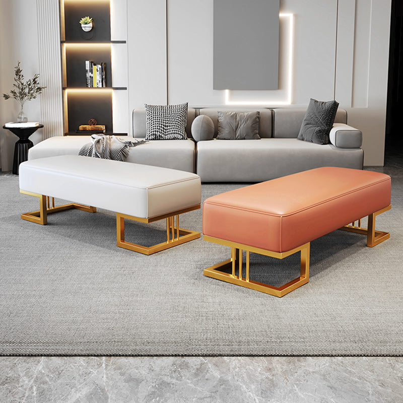 Glam Rectangle Bench with Legs Faux Leather Foam Bench for Home Office Clearhalo 'Benches' 'Chairs & Seating' 'furn' 'furn_benches' 'Furniture' 'Living Room Furniture' 5882612