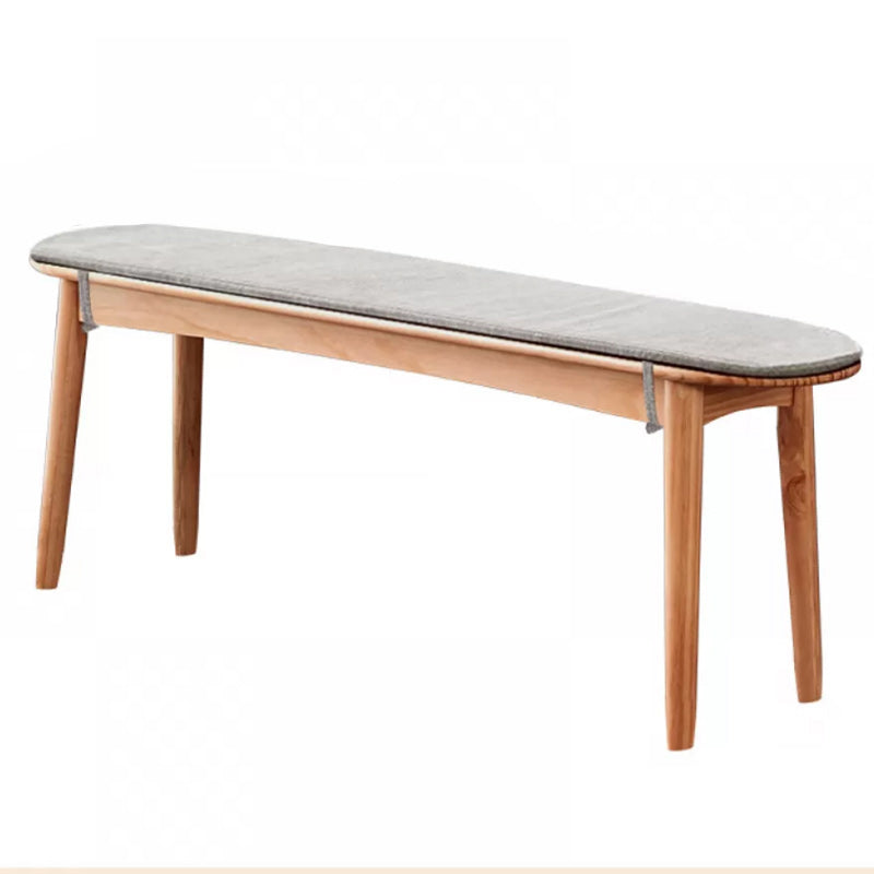 11.8" Wide Modern Seating Bench Solid Wood Oval Bench with Legs Wood-Light Grey Clearhalo 'Benches' 'Chairs & Seating' 'furn' 'furn_benches' 'Furniture' 'Living Room Furniture' 5882621