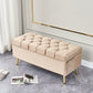 17.7" H Glam Upholstered Bench Tufted Seating Bench with Storage Champagne Clearhalo 'Benches' 'Chairs & Seating' 'furn' 'furn_benches' 'Furniture' 'Living Room Furniture' 5882639