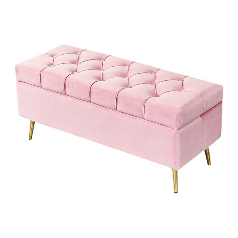 17.7" H Glam Upholstered Bench Tufted Seating Bench with Storage Clearhalo 'Benches' 'Chairs & Seating' 'furn' 'furn_benches' 'Furniture' 'Living Room Furniture' 5882641