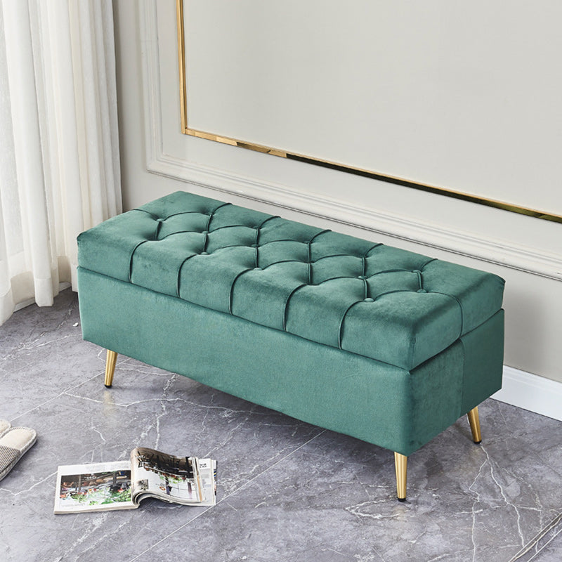 17.7" H Glam Upholstered Bench Tufted Seating Bench with Storage Blackish Green Clearhalo 'Benches' 'Chairs & Seating' 'furn' 'furn_benches' 'Furniture' 'Living Room Furniture' 5882648
