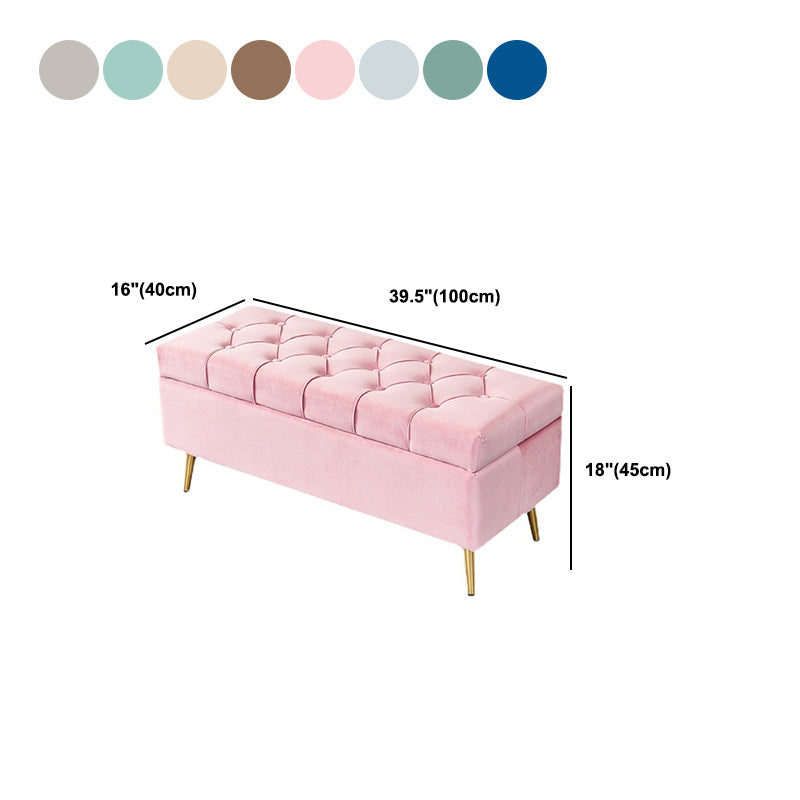 17.7" H Glam Upholstered Bench Tufted Seating Bench with Storage Clearhalo 'Benches' 'Chairs & Seating' 'furn' 'furn_benches' 'Furniture' 'Living Room Furniture' 5882653