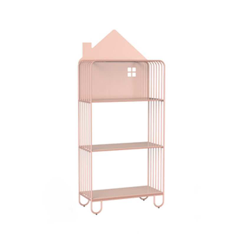 Contemporary Metal Bookshelf Standard Vertical Open Shelf Bookcase Pink 3 Clearhalo 'Bookcases' 'furn' 'furn_bookcases' 'Furniture' 'Office Furniture' 5882663