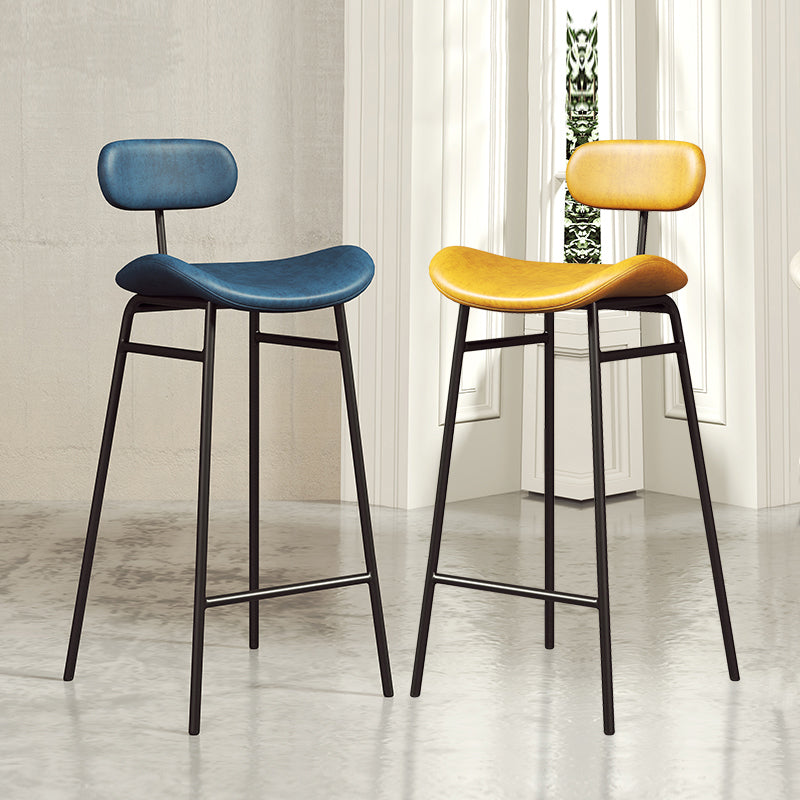 Industrial Armless Bar Stool Faux Leather Bar Chair with Metal Footrest Clearhalo 'Bar Furniture' 'Bar Stools' 'bar_stools' 'furn' 'furn_bar_stools' 'Furniture' 'Kitchen & Dining Furniture' 5882835