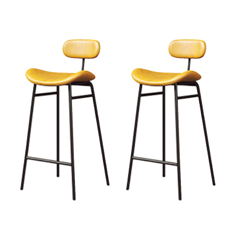 Industrial Armless Bar Stool Faux Leather Bar Chair with Metal Footrest Yellow 2 Piece Set Clearhalo 'Bar Furniture' 'Bar Stools' 'bar_stools' 'furn' 'furn_bar_stools' 'Furniture' 'Kitchen & Dining Furniture' 5882836