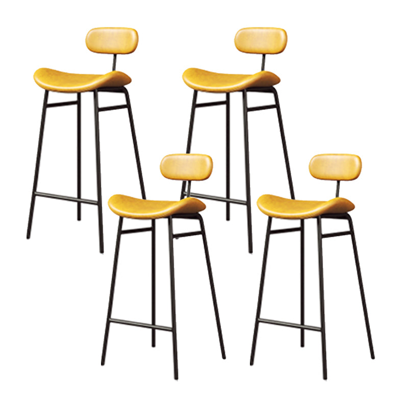 Industrial Armless Bar Stool Faux Leather Bar Chair with Metal Footrest Yellow 4 Piece Set Clearhalo 'Bar Furniture' 'Bar Stools' 'bar_stools' 'furn' 'furn_bar_stools' 'Furniture' 'Kitchen & Dining Furniture' 5882837