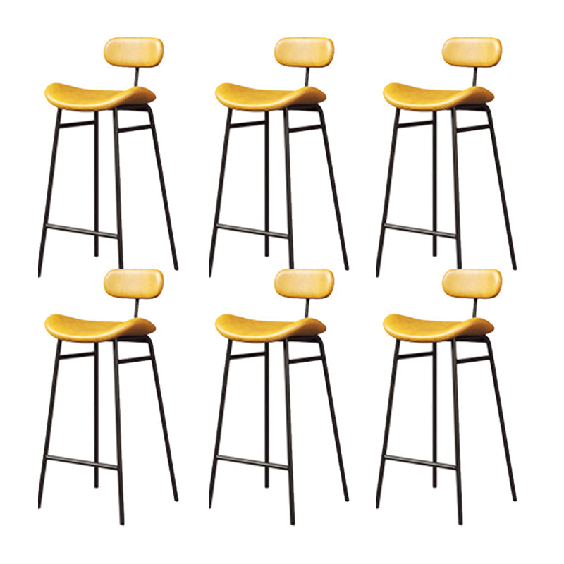 Industrial Armless Bar Stool Faux Leather Bar Chair with Metal Footrest Yellow 6 Piece Set Clearhalo 'Bar Furniture' 'Bar Stools' 'bar_stools' 'furn' 'furn_bar_stools' 'Furniture' 'Kitchen & Dining Furniture' 5882840