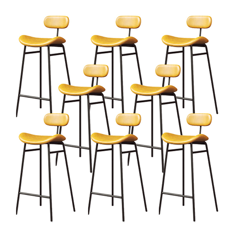 Industrial Armless Bar Stool Faux Leather Bar Chair with Metal Footrest Yellow 8 Piece Set Clearhalo 'Bar Furniture' 'Bar Stools' 'bar_stools' 'furn' 'furn_bar_stools' 'Furniture' 'Kitchen & Dining Furniture' 5882842