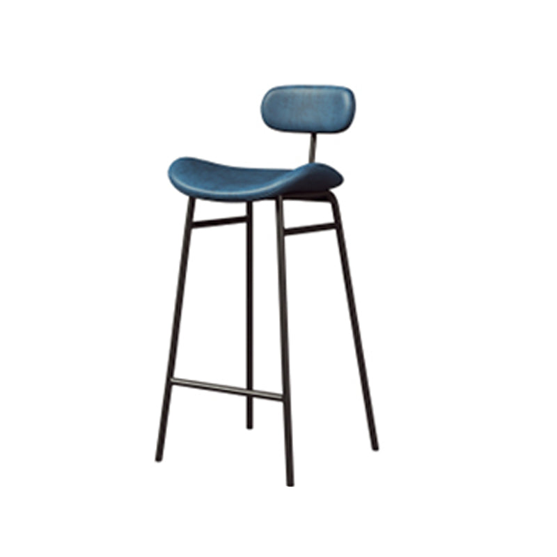 Industrial Armless Bar Stool Faux Leather Bar Chair with Metal Footrest Blue 1 Piece Clearhalo 'Bar Furniture' 'Bar Stools' 'bar_stools' 'furn' 'furn_bar_stools' 'Furniture' 'Kitchen & Dining Furniture' 5882843