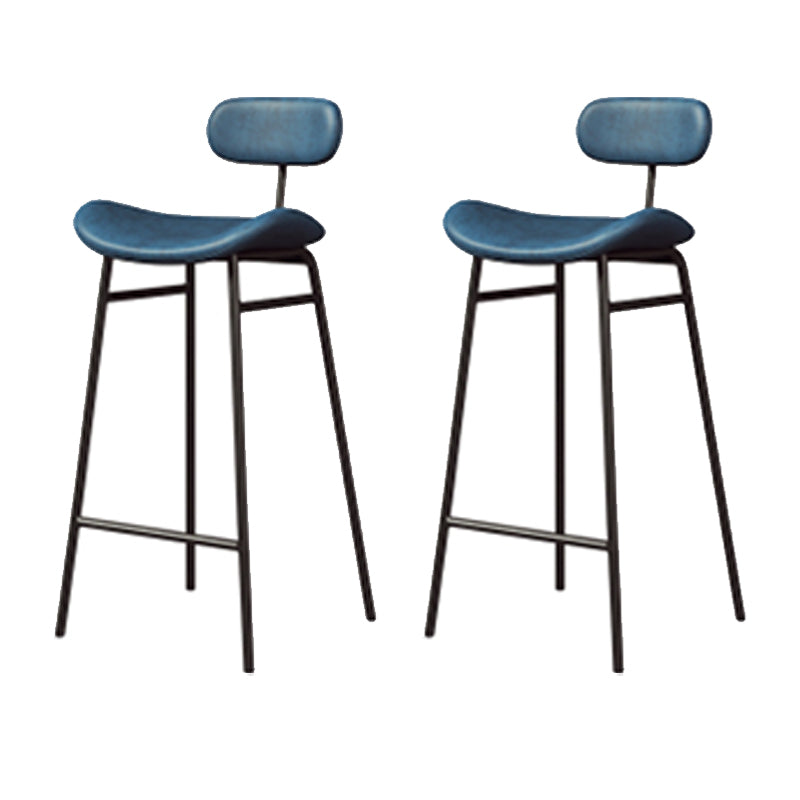 Industrial Armless Bar Stool Faux Leather Bar Chair with Metal Footrest Blue 2 Piece Set Clearhalo 'Bar Furniture' 'Bar Stools' 'bar_stools' 'furn' 'furn_bar_stools' 'Furniture' 'Kitchen & Dining Furniture' 5882846