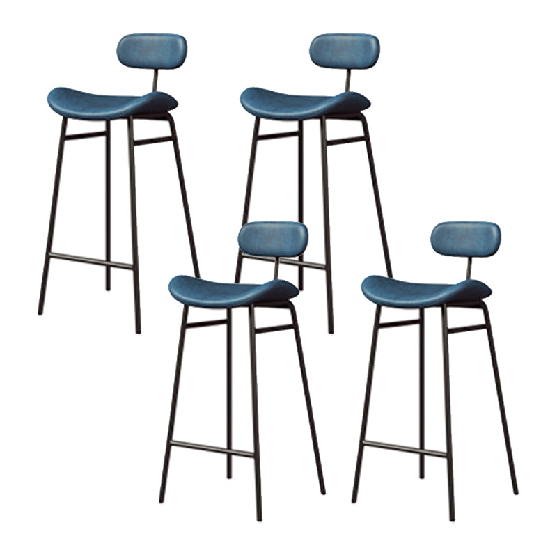 Industrial Armless Bar Stool Faux Leather Bar Chair with Metal Footrest Blue 4 Piece Set Clearhalo 'Bar Furniture' 'Bar Stools' 'bar_stools' 'furn' 'furn_bar_stools' 'Furniture' 'Kitchen & Dining Furniture' 5882848