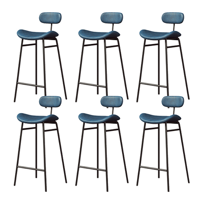Industrial Armless Bar Stool Faux Leather Bar Chair with Metal Footrest Blue 6 Piece Set Clearhalo 'Bar Furniture' 'Bar Stools' 'bar_stools' 'furn' 'furn_bar_stools' 'Furniture' 'Kitchen & Dining Furniture' 5882849