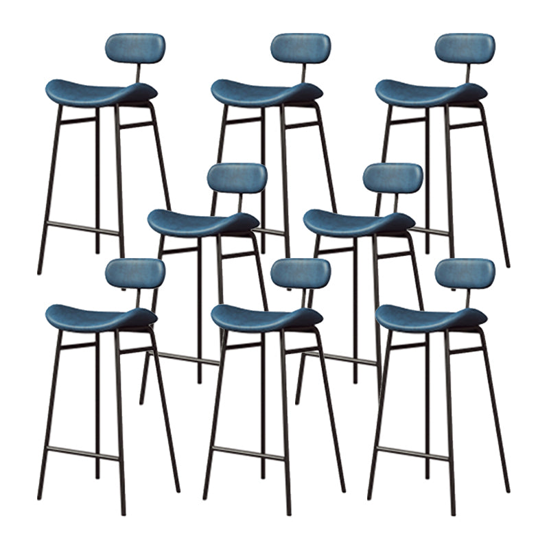 Industrial Armless Bar Stool Faux Leather Bar Chair with Metal Footrest Blue 8 Piece Set Clearhalo 'Bar Furniture' 'Bar Stools' 'bar_stools' 'furn' 'furn_bar_stools' 'Furniture' 'Kitchen & Dining Furniture' 5882851