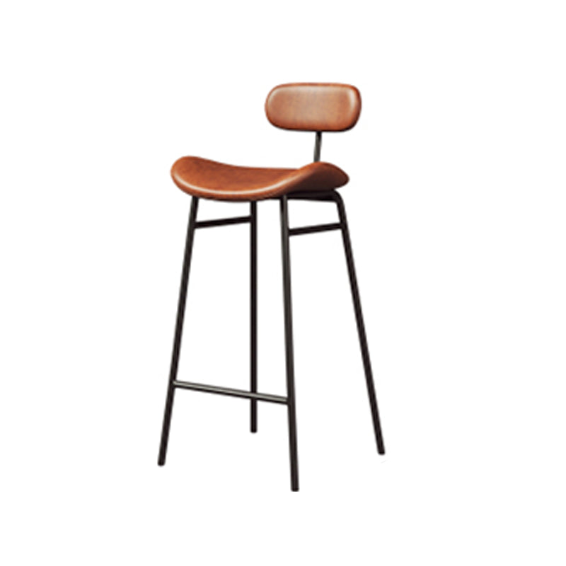 Industrial Armless Bar Stool Faux Leather Bar Chair with Metal Footrest Brown 1 Piece Clearhalo 'Bar Furniture' 'Bar Stools' 'bar_stools' 'furn' 'furn_bar_stools' 'Furniture' 'Kitchen & Dining Furniture' 5882852