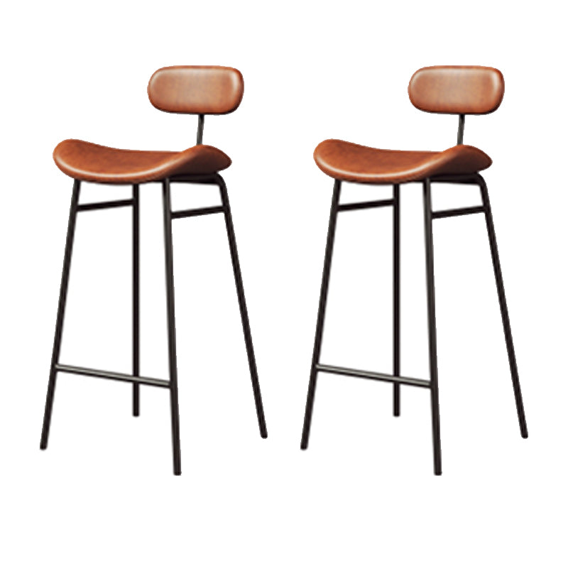 Industrial Armless Bar Stool Faux Leather Bar Chair with Metal Footrest Brown 2 Piece Set Clearhalo 'Bar Furniture' 'Bar Stools' 'bar_stools' 'furn' 'furn_bar_stools' 'Furniture' 'Kitchen & Dining Furniture' 5882853