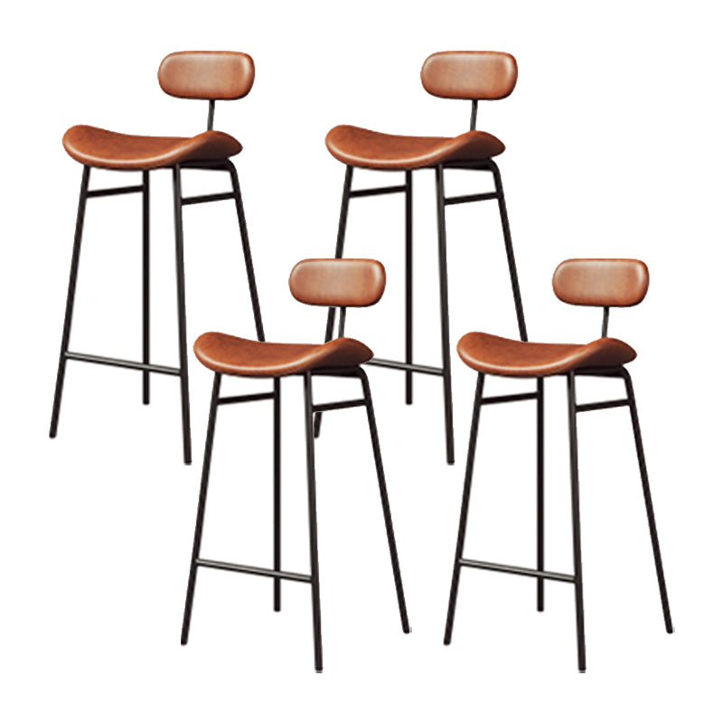 Industrial Armless Bar Stool Faux Leather Bar Chair with Metal Footrest Brown 4 Piece Set Clearhalo 'Bar Furniture' 'Bar Stools' 'bar_stools' 'furn' 'furn_bar_stools' 'Furniture' 'Kitchen & Dining Furniture' 5882854