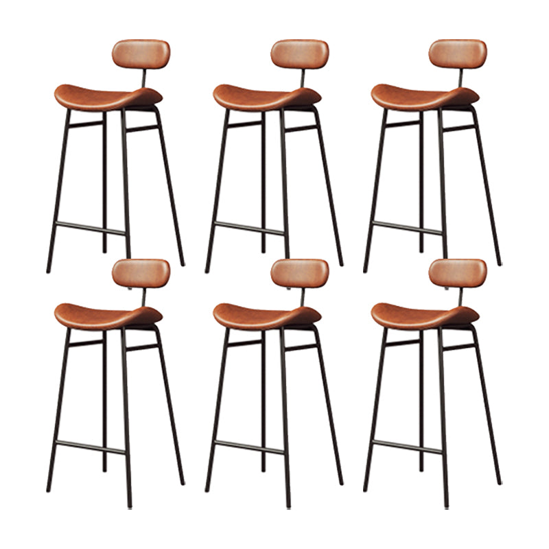 Industrial Armless Bar Stool Faux Leather Bar Chair with Metal Footrest Brown 6 Piece Set Clearhalo 'Bar Furniture' 'Bar Stools' 'bar_stools' 'furn' 'furn_bar_stools' 'Furniture' 'Kitchen & Dining Furniture' 5882855