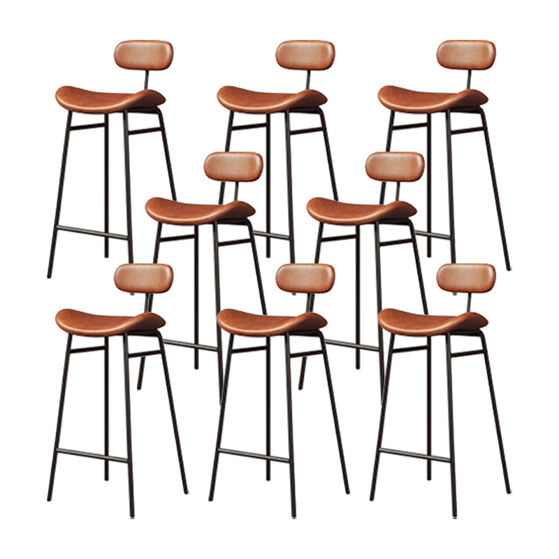 Industrial Armless Bar Stool Faux Leather Bar Chair with Metal Footrest Brown 8 Piece Set Clearhalo 'Bar Furniture' 'Bar Stools' 'bar_stools' 'furn' 'furn_bar_stools' 'Furniture' 'Kitchen & Dining Furniture' 5882856