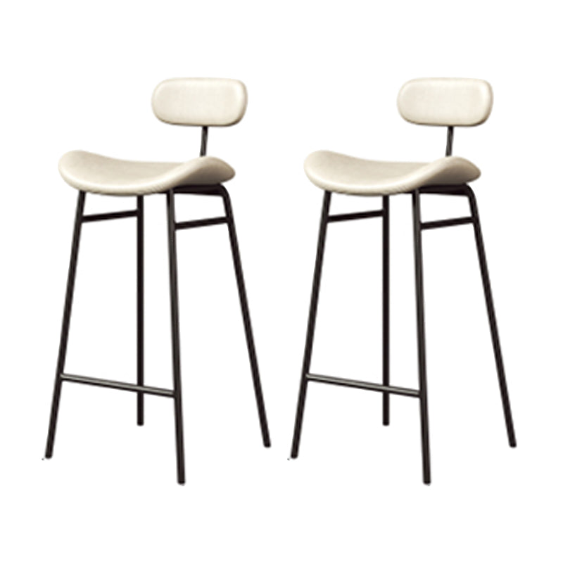 Industrial Armless Bar Stool Faux Leather Bar Chair with Metal Footrest White 2 Piece Set Clearhalo 'Bar Furniture' 'Bar Stools' 'bar_stools' 'furn' 'furn_bar_stools' 'Furniture' 'Kitchen & Dining Furniture' 5882858