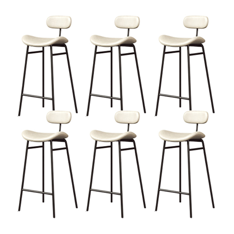 Industrial Armless Bar Stool Faux Leather Bar Chair with Metal Footrest White 6 Piece Set Clearhalo 'Bar Furniture' 'Bar Stools' 'bar_stools' 'furn' 'furn_bar_stools' 'Furniture' 'Kitchen & Dining Furniture' 5882860