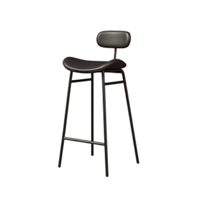 Industrial Armless Bar Stool Faux Leather Bar Chair with Metal Footrest Black 1 Piece Clearhalo 'Bar Furniture' 'Bar Stools' 'bar_stools' 'furn' 'furn_bar_stools' 'Furniture' 'Kitchen & Dining Furniture' 5882862