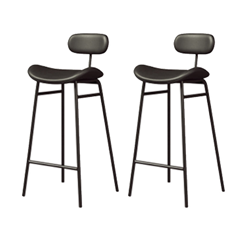 Industrial Armless Bar Stool Faux Leather Bar Chair with Metal Footrest Black 2 Piece Set Clearhalo 'Bar Furniture' 'Bar Stools' 'bar_stools' 'furn' 'furn_bar_stools' 'Furniture' 'Kitchen & Dining Furniture' 5882863