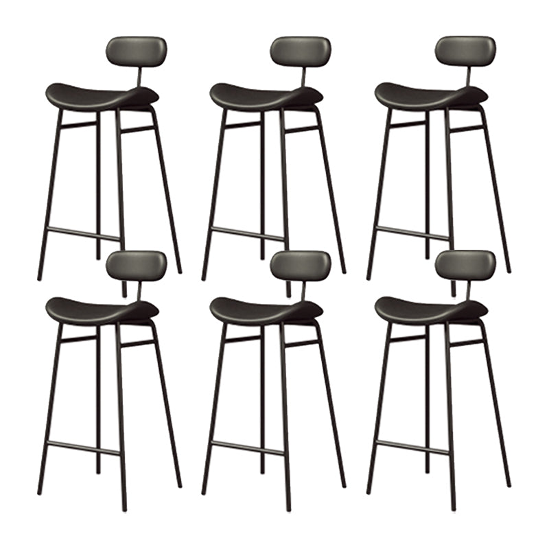 Industrial Armless Bar Stool Faux Leather Bar Chair with Metal Footrest Black 6 Piece Set Clearhalo 'Bar Furniture' 'Bar Stools' 'bar_stools' 'furn' 'furn_bar_stools' 'Furniture' 'Kitchen & Dining Furniture' 5882865