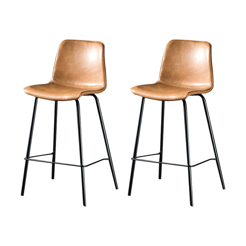 Modern Matte Finish PU Leather Barstool Low Back Restaurant Stool Tan 2 Piece Set Counter Stool(26"H) Clearhalo 'Bar Furniture' 'Bar Stools' 'bar_stools' 'furn' 'furn_bar_stools' 'Furniture' 'Kitchen & Dining Furniture' 5882870