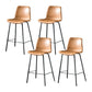 Modern Matte Finish PU Leather Barstool Low Back Restaurant Stool Tan 4 Piece Set Counter Stool(26"H) Clearhalo 'Bar Furniture' 'Bar Stools' 'bar_stools' 'furn' 'furn_bar_stools' 'Furniture' 'Kitchen & Dining Furniture' 5882871