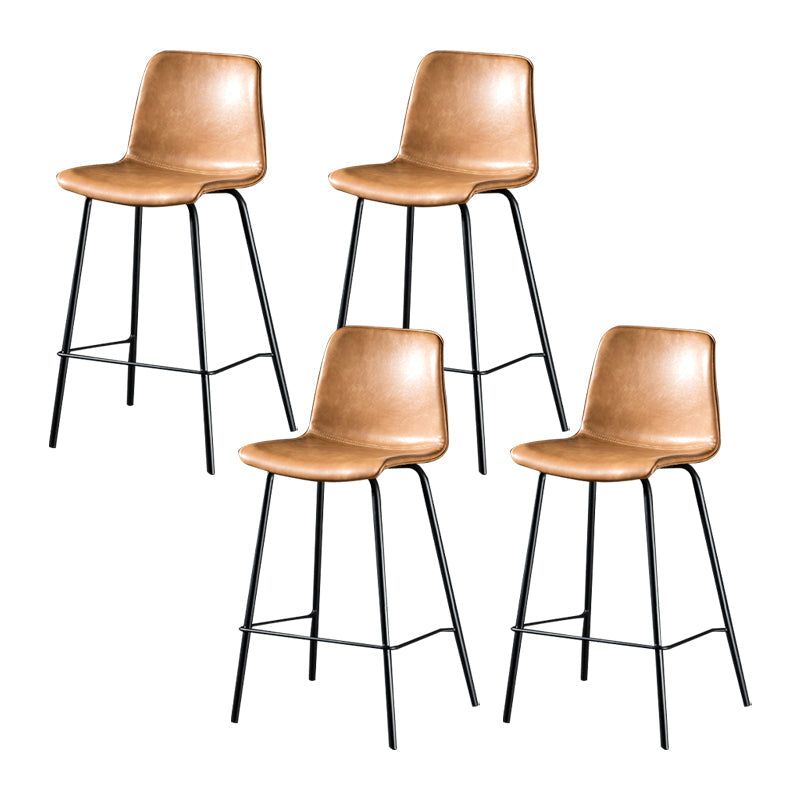Modern Matte Finish PU Leather Barstool Low Back Restaurant Stool Tan 4 Piece Set Counter Stool(26"H) Clearhalo 'Bar Furniture' 'Bar Stools' 'bar_stools' 'furn' 'furn_bar_stools' 'Furniture' 'Kitchen & Dining Furniture' 5882871
