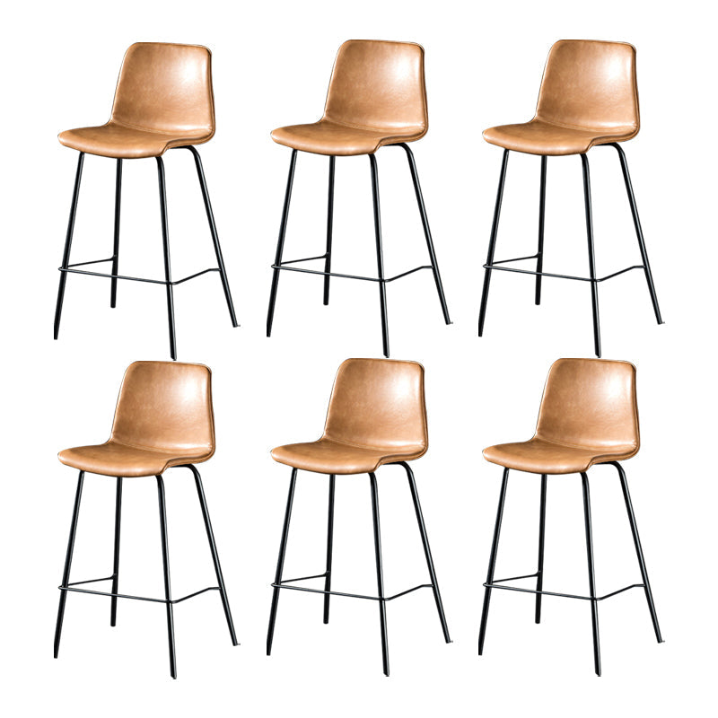 Modern Matte Finish PU Leather Barstool Low Back Restaurant Stool Tan 6 Piece Set Counter Stool(26"H) Clearhalo 'Bar Furniture' 'Bar Stools' 'bar_stools' 'furn' 'furn_bar_stools' 'Furniture' 'Kitchen & Dining Furniture' 5882874