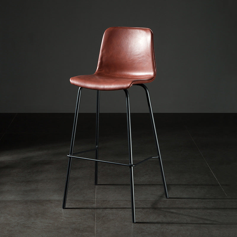 Modern Matte Finish PU Leather Barstool Low Back Restaurant Stool Burgundy 1 Piece Bar Stool(30"H) Clearhalo 'Bar Furniture' 'Bar Stools' 'bar_stools' 'furn' 'furn_bar_stools' 'Furniture' 'Kitchen & Dining Furniture' 5882875