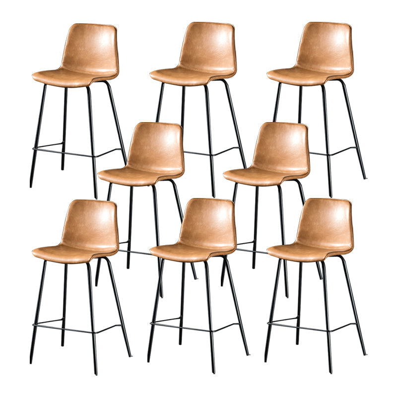 Modern Matte Finish PU Leather Barstool Low Back Restaurant Stool Tan 8 Piece Set Counter Stool(26"H) Clearhalo 'Bar Furniture' 'Bar Stools' 'bar_stools' 'furn' 'furn_bar_stools' 'Furniture' 'Kitchen & Dining Furniture' 5882876