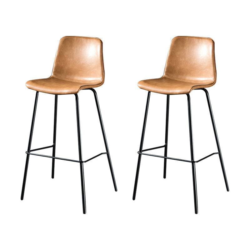 Modern Matte Finish PU Leather Barstool Low Back Restaurant Stool Tan 2 Piece Set Bar Stool(30"H) Clearhalo 'Bar Furniture' 'Bar Stools' 'bar_stools' 'furn' 'furn_bar_stools' 'Furniture' 'Kitchen & Dining Furniture' 5882877