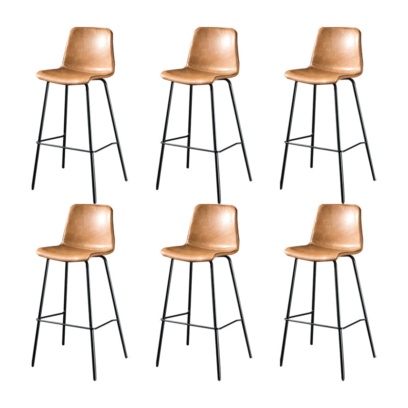 Modern Matte Finish PU Leather Barstool Low Back Restaurant Stool Tan 6 Piece Set Bar Stool(30"H) Clearhalo 'Bar Furniture' 'Bar Stools' 'bar_stools' 'furn' 'furn_bar_stools' 'Furniture' 'Kitchen & Dining Furniture' 5882881