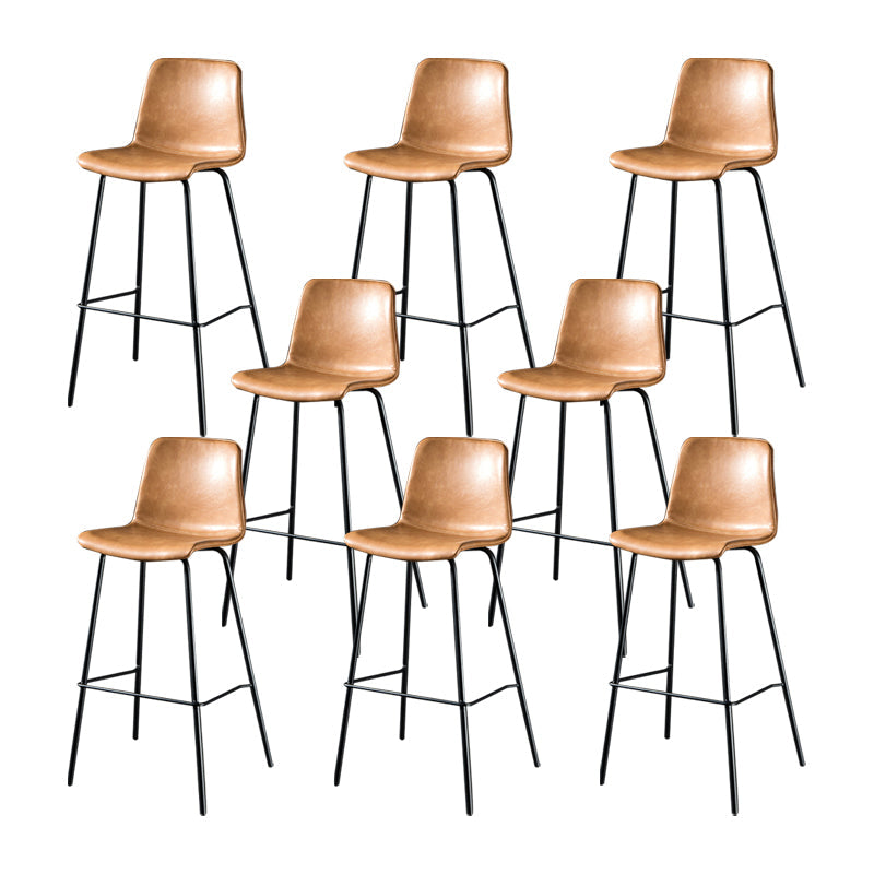 Modern Matte Finish PU Leather Barstool Low Back Restaurant Stool Tan 8 Piece Set Bar Stool(30"H) Clearhalo 'Bar Furniture' 'Bar Stools' 'bar_stools' 'furn' 'furn_bar_stools' 'Furniture' 'Kitchen & Dining Furniture' 5882883