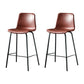 Modern Matte Finish PU Leather Barstool Low Back Restaurant Stool Burgundy 2 Piece Set Counter Stool(26"H) Clearhalo 'Bar Furniture' 'Bar Stools' 'bar_stools' 'furn' 'furn_bar_stools' 'Furniture' 'Kitchen & Dining Furniture' 5882886