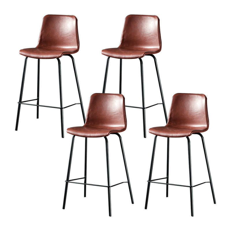 Modern Matte Finish PU Leather Barstool Low Back Restaurant Stool Burgundy 4 Piece Set Counter Stool(26"H) Clearhalo 'Bar Furniture' 'Bar Stools' 'bar_stools' 'furn' 'furn_bar_stools' 'Furniture' 'Kitchen & Dining Furniture' 5882888