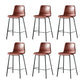 Modern Matte Finish PU Leather Barstool Low Back Restaurant Stool Burgundy 6 Piece Set Counter Stool(26"H) Clearhalo 'Bar Furniture' 'Bar Stools' 'bar_stools' 'furn' 'furn_bar_stools' 'Furniture' 'Kitchen & Dining Furniture' 5882890