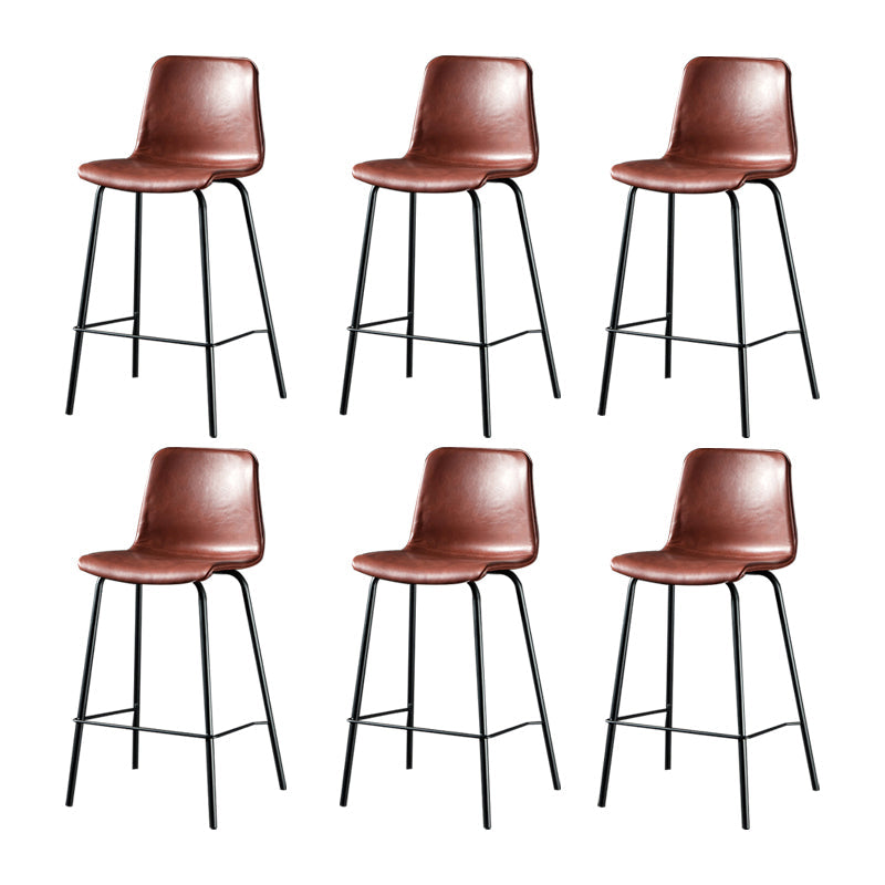 Modern Matte Finish PU Leather Barstool Low Back Restaurant Stool Burgundy 6 Piece Set Counter Stool(26"H) Clearhalo 'Bar Furniture' 'Bar Stools' 'bar_stools' 'furn' 'furn_bar_stools' 'Furniture' 'Kitchen & Dining Furniture' 5882890