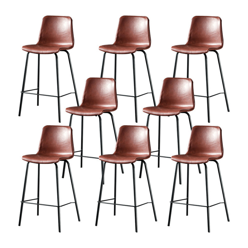 Modern Matte Finish PU Leather Barstool Low Back Restaurant Stool Burgundy 8 Piece Set Counter Stool(26"H) Clearhalo 'Bar Furniture' 'Bar Stools' 'bar_stools' 'furn' 'furn_bar_stools' 'Furniture' 'Kitchen & Dining Furniture' 5882892