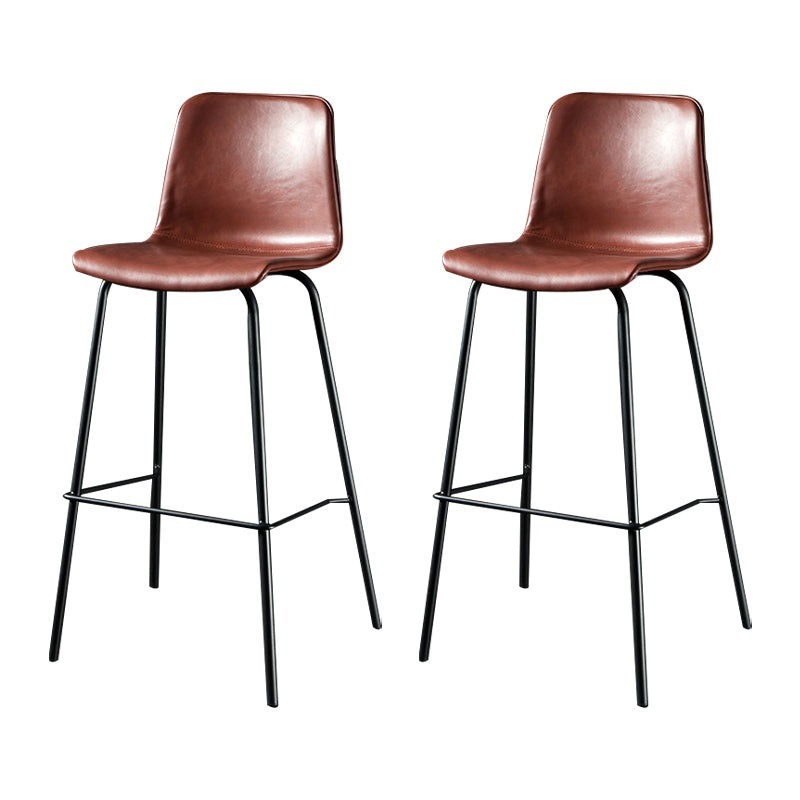 Modern Matte Finish PU Leather Barstool Low Back Restaurant Stool Burgundy 2 Piece Set Bar Stool(30"H) Clearhalo 'Bar Furniture' 'Bar Stools' 'bar_stools' 'furn' 'furn_bar_stools' 'Furniture' 'Kitchen & Dining Furniture' 5882893