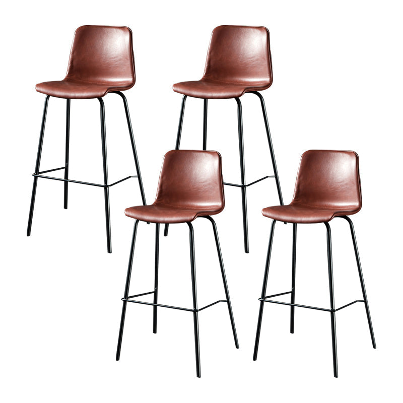 Modern Matte Finish PU Leather Barstool Low Back Restaurant Stool Burgundy 4 Piece Set Bar Stool(30"H) Clearhalo 'Bar Furniture' 'Bar Stools' 'bar_stools' 'furn' 'furn_bar_stools' 'Furniture' 'Kitchen & Dining Furniture' 5882895