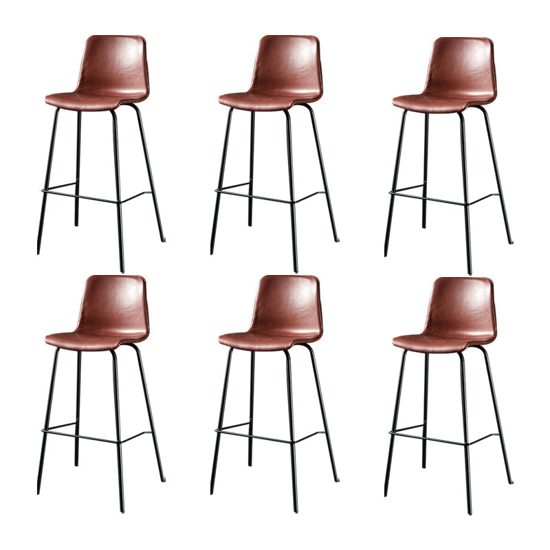 Modern Matte Finish PU Leather Barstool Low Back Restaurant Stool Burgundy 6 Piece Set Bar Stool(30"H) Clearhalo 'Bar Furniture' 'Bar Stools' 'bar_stools' 'furn' 'furn_bar_stools' 'Furniture' 'Kitchen & Dining Furniture' 5882896