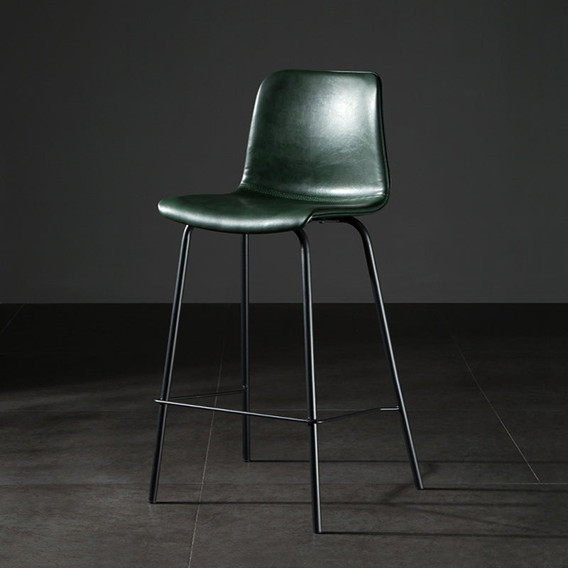 Modern Matte Finish PU Leather Barstool Low Back Restaurant Stool Blackish Green 1 Piece Counter Stool(26"H) Clearhalo 'Bar Furniture' 'Bar Stools' 'bar_stools' 'furn' 'furn_bar_stools' 'Furniture' 'Kitchen & Dining Furniture' 5882898
