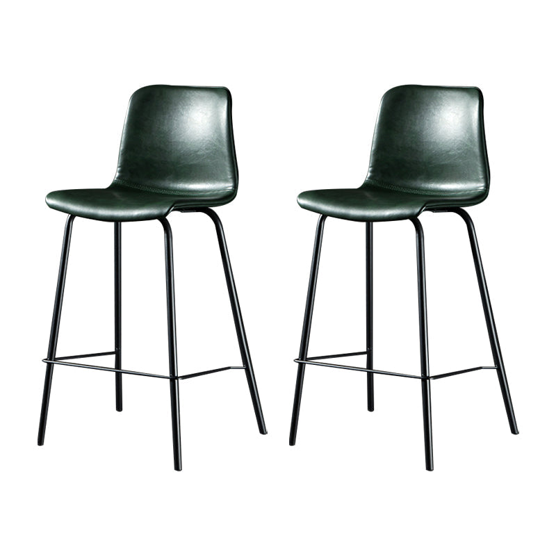 Modern Matte Finish PU Leather Barstool Low Back Restaurant Stool Blackish Green 2 Piece Set Counter Stool(26"H) Clearhalo 'Bar Furniture' 'Bar Stools' 'bar_stools' 'furn' 'furn_bar_stools' 'Furniture' 'Kitchen & Dining Furniture' 5882899