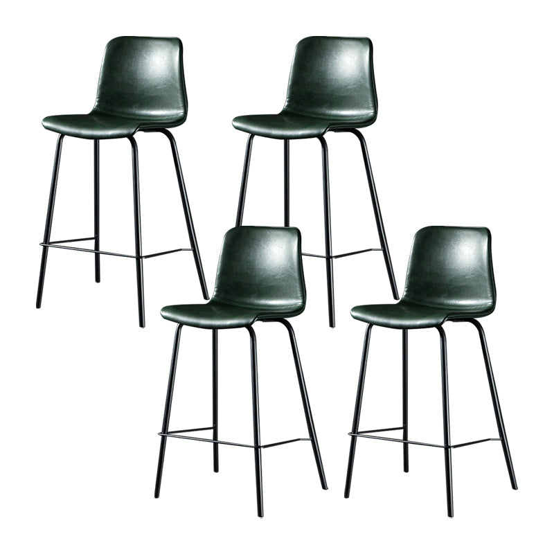 Modern Matte Finish PU Leather Barstool Low Back Restaurant Stool Blackish Green 4 Piece Set Counter Stool(26"H) Clearhalo 'Bar Furniture' 'Bar Stools' 'bar_stools' 'furn' 'furn_bar_stools' 'Furniture' 'Kitchen & Dining Furniture' 5882900